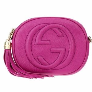 Fuschia Leather Mini Soho Chain Gucci Bag w/Tassel